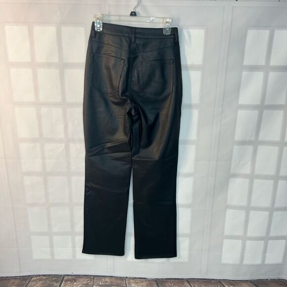 H&M NWT Black Vegan Faux Leather High Waist Straight Leg Pants Size 4 - Picture 5 of 10